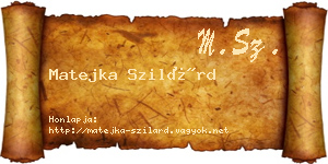Matejka Szilárd névjegykártya